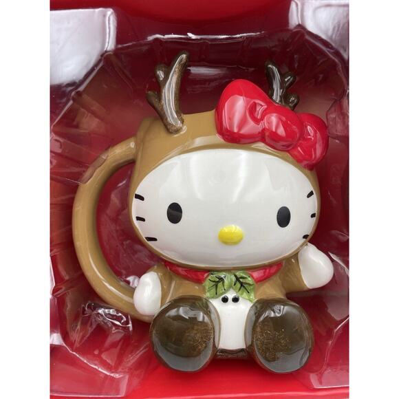 Hello Kitty Christmas Mug And Figurine Set 2024 Reindeer Bluesky Clayworks - New - Picture 6 of 11